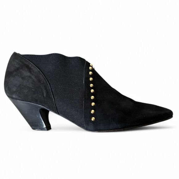 VTG 90’s‎ Sesto Meucci Black Leather Pointed Toe Studded Ankle Boots 7.5 Booties - Picture 1 of 9
